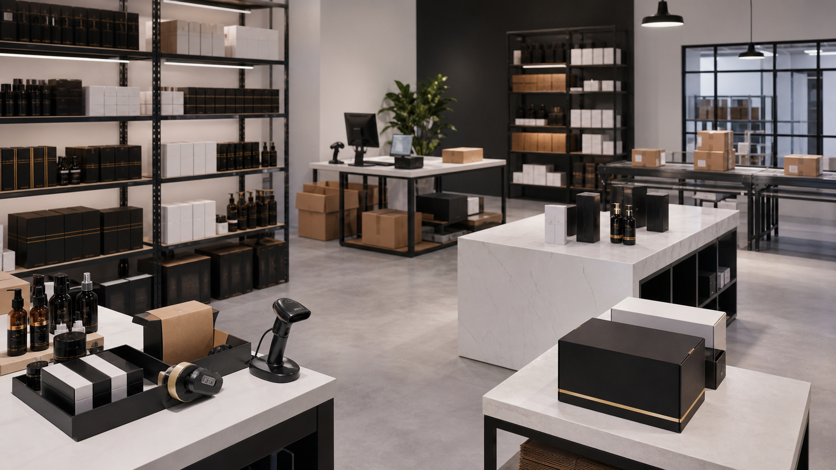 Clean premium beauty product fulfillment environment